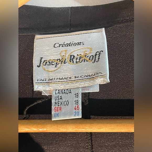 Joseph Ribkoff Vintage Evening Blazer size 10 Black Satin Retro 70s - Picture 11 of 11